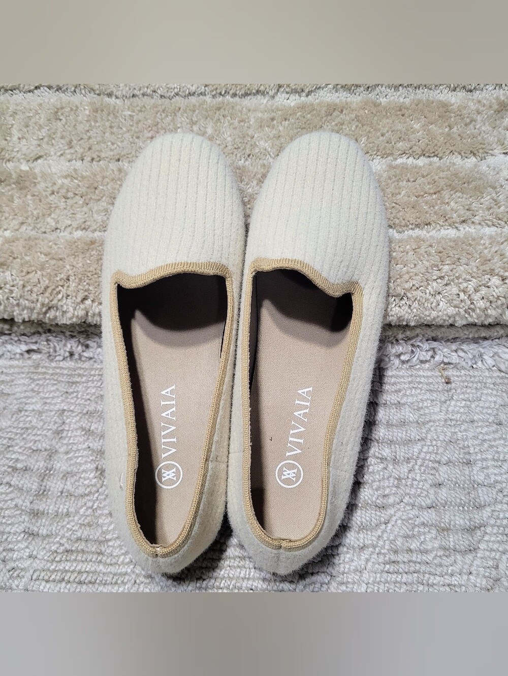 VIVAIA Cream Knit Slip-On Loafers — Lightweight Women's Flats 8 - Picture 3 of 14